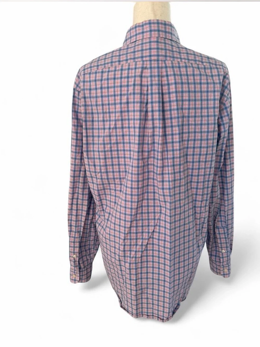 Ralph Lauren Men’s Pink & Blue Plaid Button Down Shirt Size Large Polo Preppy